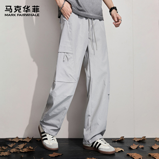 马克华菲工装裤男新款潮牌美式拼接复古技能风户外运动宽松弯刀裤