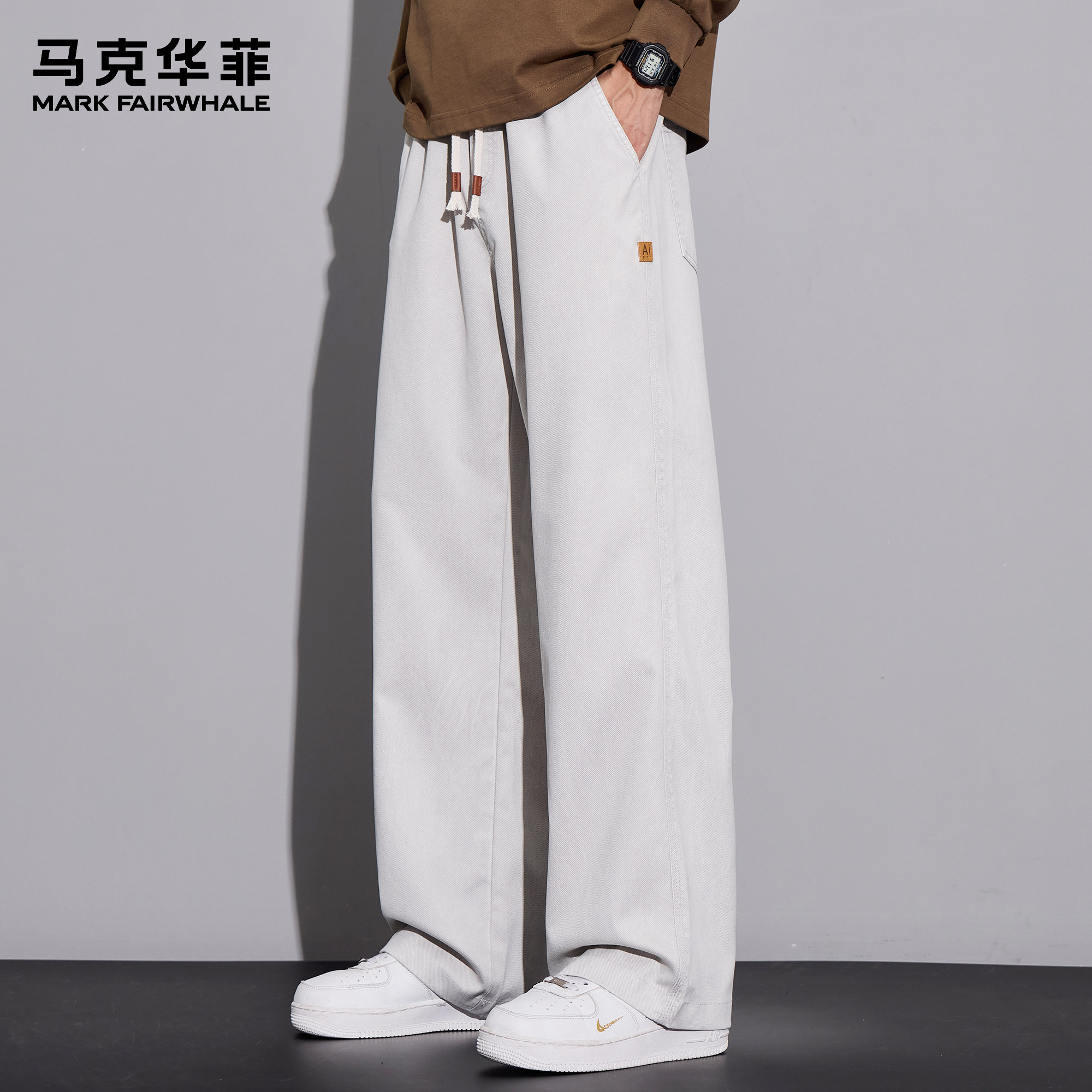 马克华菲休闲裤男2026新款潮牌美式复古高级感天丝抽绳宽松弯刀裤,男装,休闲裤,淘宝优惠券,粉丝福利购,淘宝优惠卷