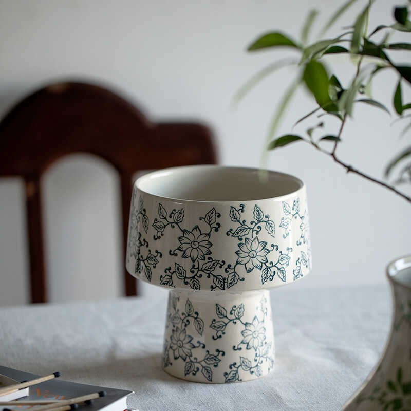 青花瓷纹蝴蝶兰陶瓷花盆中国风室内装饰复古瓷器绿植花卉通用盆