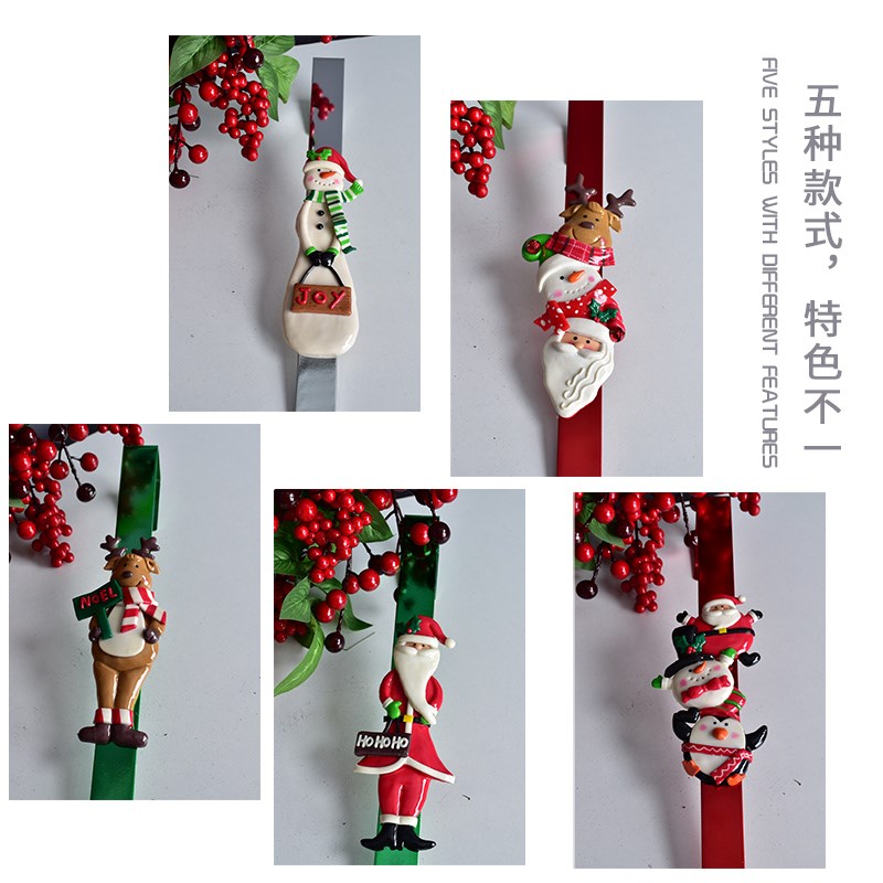 圣诞装饰用品装饰面包土圣诞老人雪人鹿铁艺花环挂钩圣诞袜子挂钩
