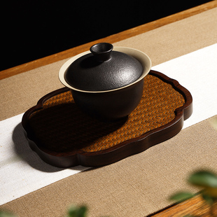 茶道功夫茶具配件大全底座茶台托盘壶承干泡台茶盘家用壶垫藤隔热