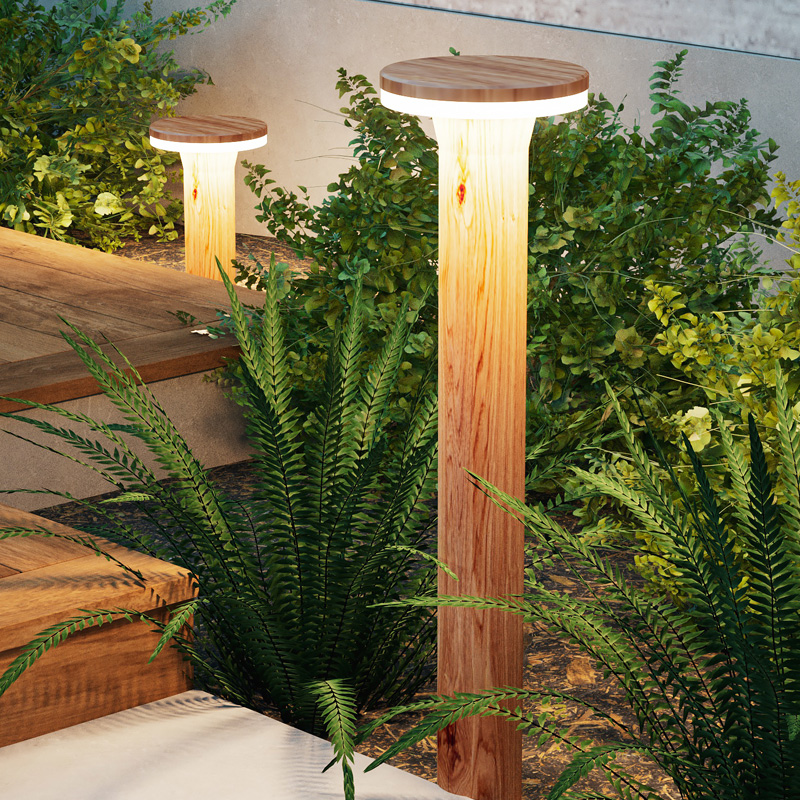 新款原木纹草坪灯户外防水庭院布置家用民宿装饰插地室外草地灯