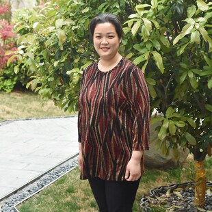 1813中年女装春夏秋长袖打底T恤中老年大码女装女装加大码