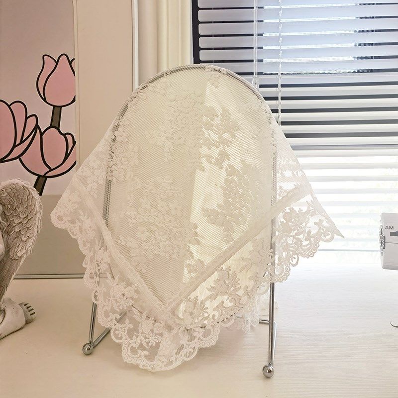 白色蕾丝小圆镜盖巾防尘纱布艺化妆台梳妆台圆形镜子盖布遮挡布,居家布艺,万能盖巾,淘宝优惠券,粉丝福利购,淘宝优惠卷