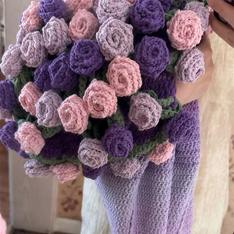 渐变色玫瑰花毯子手工编织材料包钩织毛线盖毯花束diy手织送礼物,服饰配件/皮带/帽子/围巾,DIY编织材料包,淘宝优惠券,粉丝福利购,淘宝优惠卷