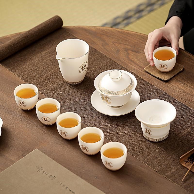 羊脂玉瓷高端功夫茶具套装办公家用送礼中式高档轻奢商务厂家,餐饮具,功夫茶具,淘宝优惠券,粉丝福利购,淘宝优惠卷