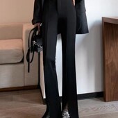 西装 春秋新款 开叉微喇叭裤 显瘦休闲长裤 裤 修身 女小个子高腰时尚
