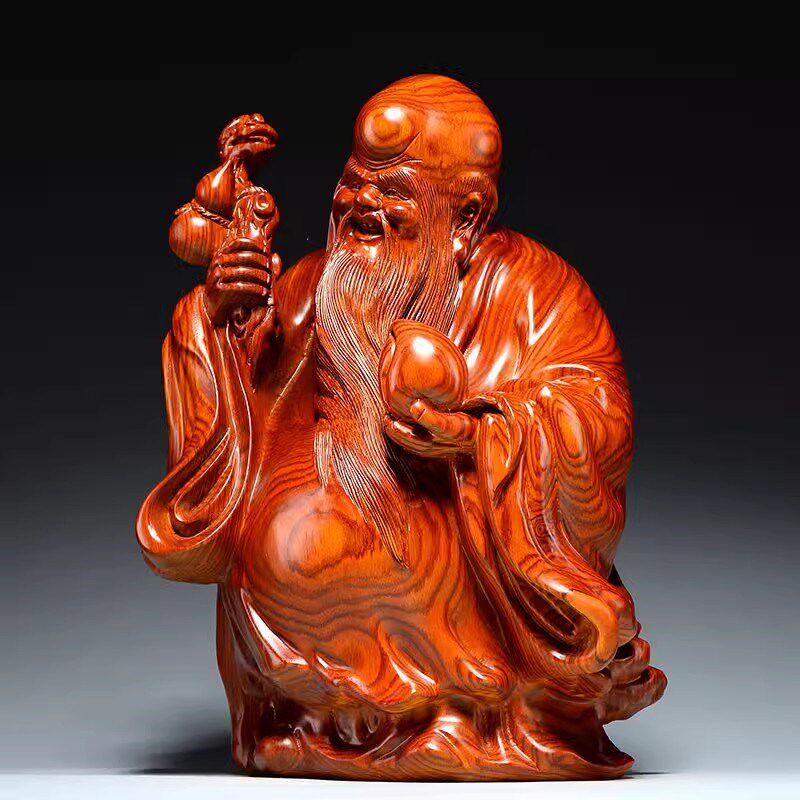 实木雕刻花梨木老寿星公摆件红木装饰老人祝寿贺寿生日礼物礼品
