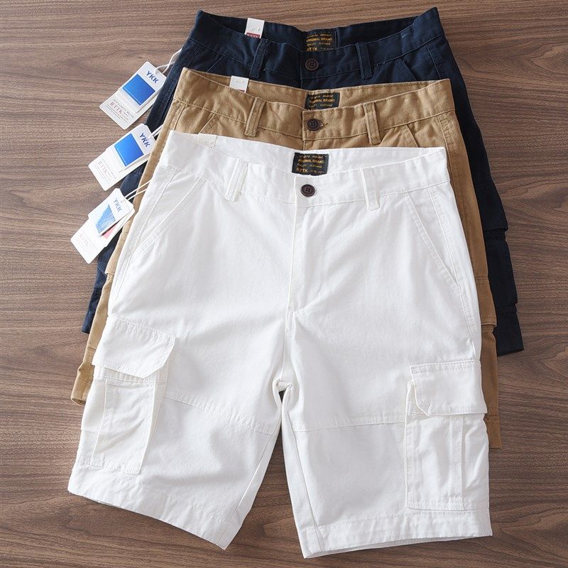 2025夏季新款美式复古水洗纯棉阿美咔叽多口袋工装短裤五分裤中裤,男装,短裤,淘宝优惠券,粉丝福利购,淘宝优惠卷