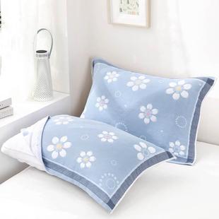 建斌四层加d棉纱布提花情侣成人学生大枕巾卡通小兔格子花色多