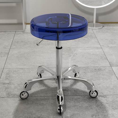 不锈钢美容院凳大工凳椅子旋转升降滑轮圆凳剪发理发店凳子美甲椅