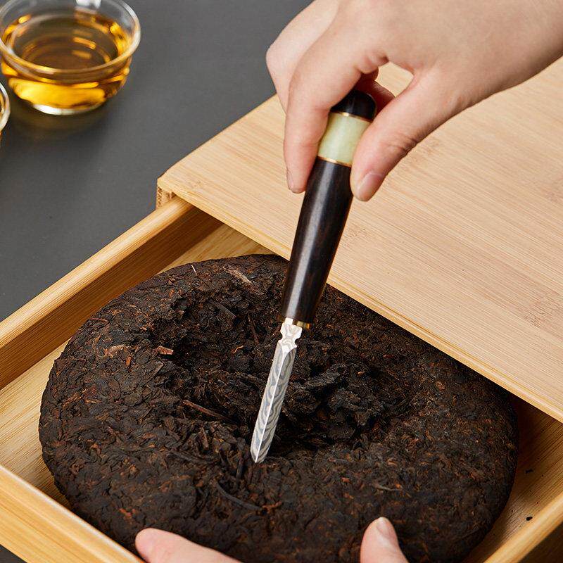 茶饼撬刀普洱开茶刀功夫茶具配件茶砖茶刀实木不锈钢茶锥撬茶工具