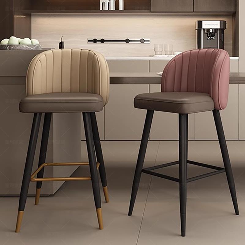 意式高脚椅 高级感轻奢吧台椅子 高脚凳家用 现代酒吧靠背吧台凳