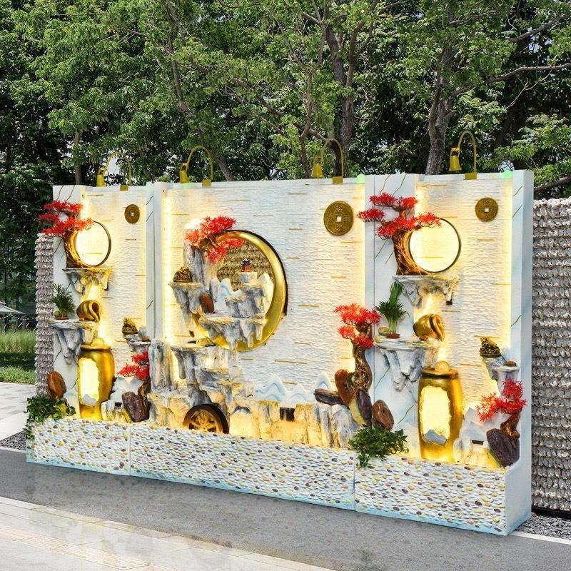 欧式假山流水喷泉客厅玄关屏风隔断水幕墙入户花园庭院流水墙摆件