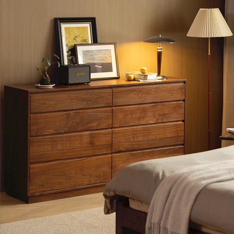 北美黑胡桃木八斗柜全实木原木斗柜简约卧室收纳柜床尾储物抽屉柜