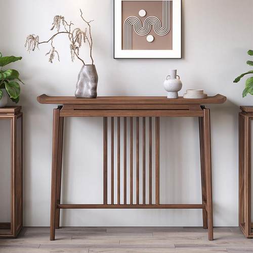 宏海新中式玄关桌实木条案隔断入户条案供桌窄玄关台实木玄关柜