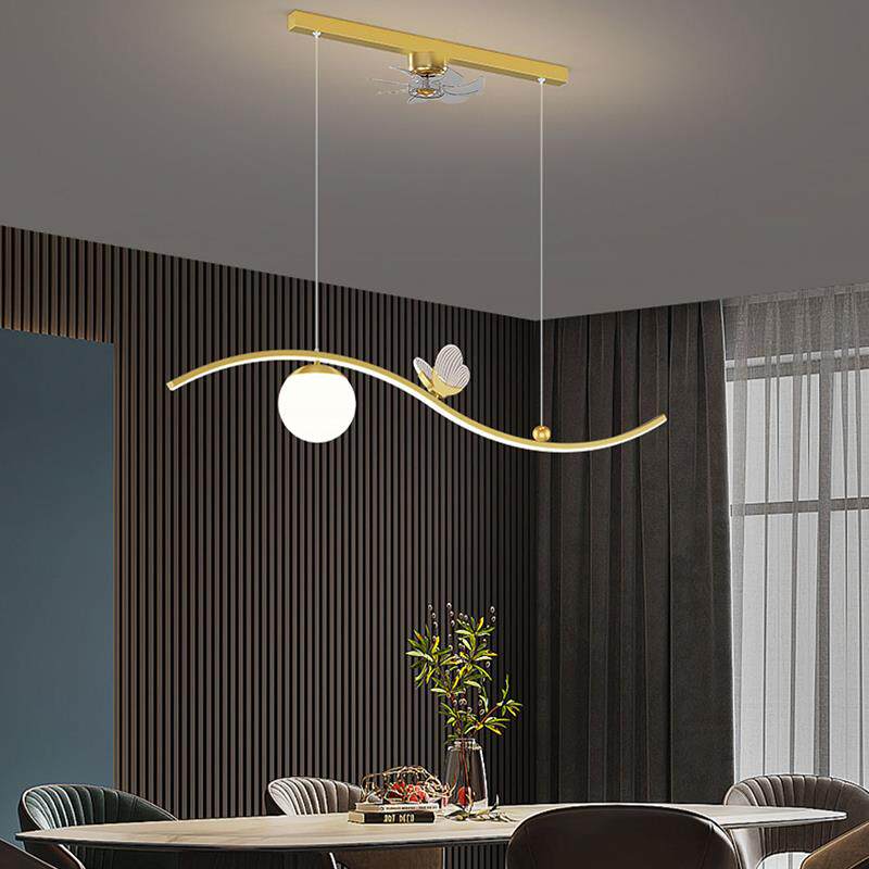 餐厅灯直流变频节能风扇灯吊灯网红蝴蝶餐厅灯吊扇一体LED灯具