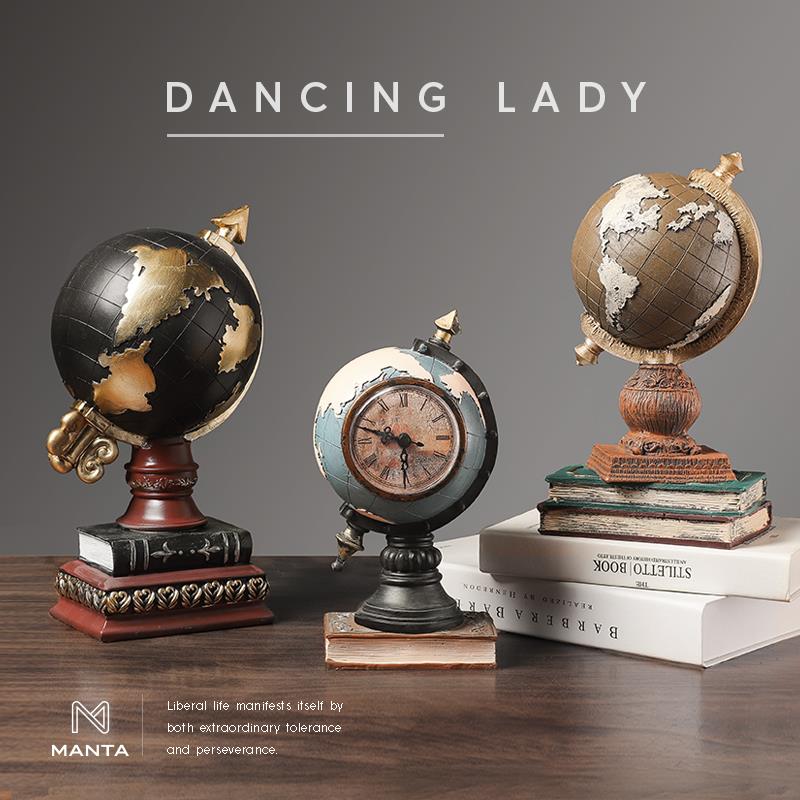 【曼塔】怀旧地球仪摆设客厅复古办公室书柜书架酒柜装饰品柜摆件