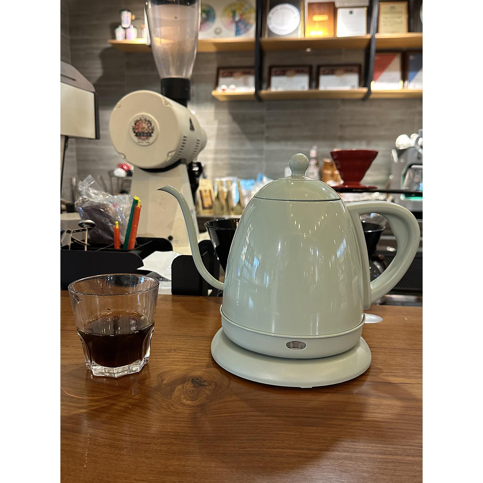 【外贸工厂】品高304不锈钢0.8L咖啡手冲壶天鹅颈电热水壶茶黑绿