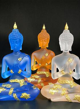 泰国禅意佛像摆件客厅琉璃美容院茶桌装饰东南亚风格小坐佛工艺礼