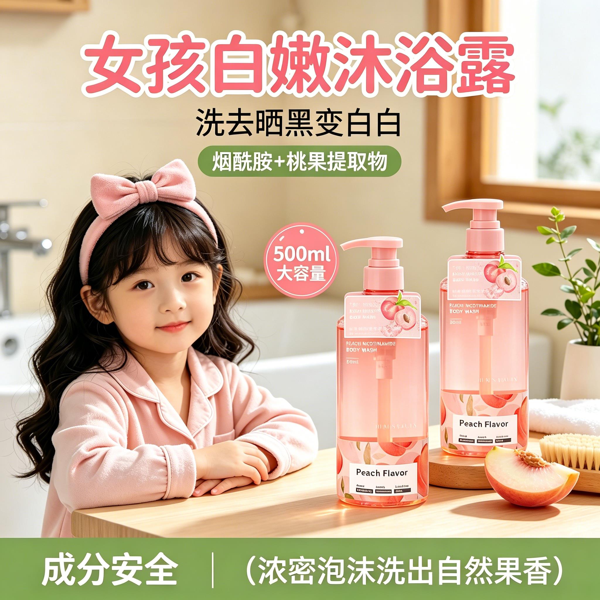 水蜜桃香氛青少年美丽白沐浴露洗澡持久留香青春期女孩子学生