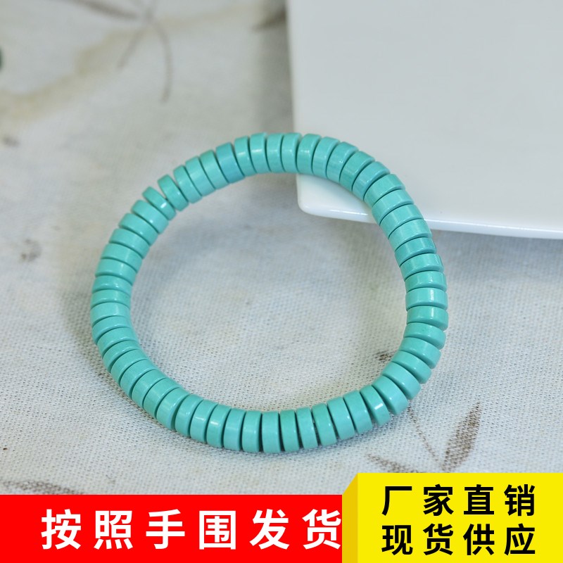 精工直切归圆天然原矿绿松石手串隔片垫片文玩盘玩男女手链单圈