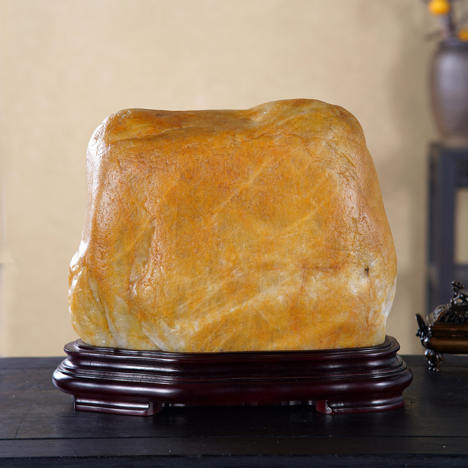 顶爷天然原石奇石【金身禅定】黄蜡石收藏装饰摆件镇宅把玩靠山石