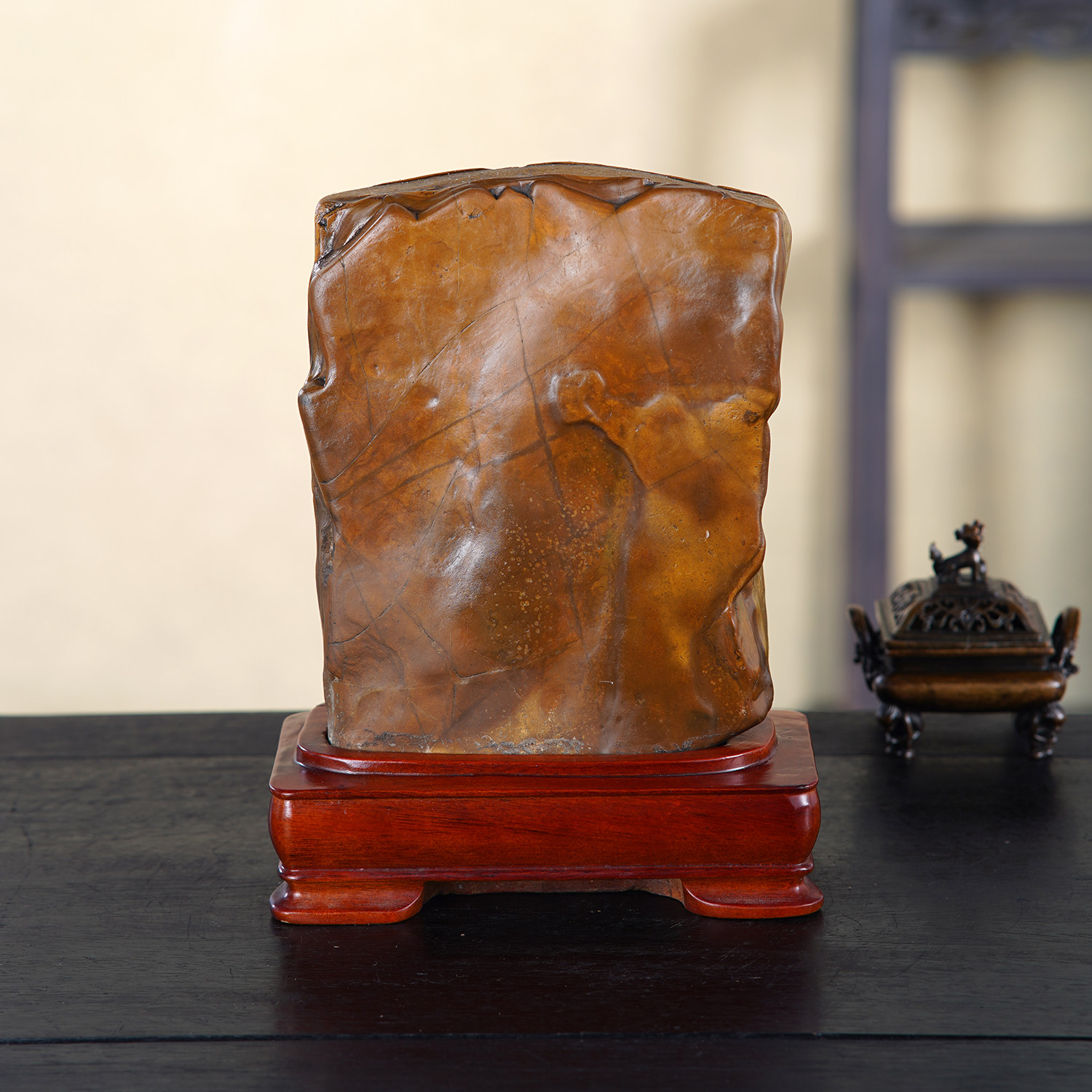 顶爷天然原石奇石【金纹古碑】大化石收藏装饰摆件镇宅把玩靠山石