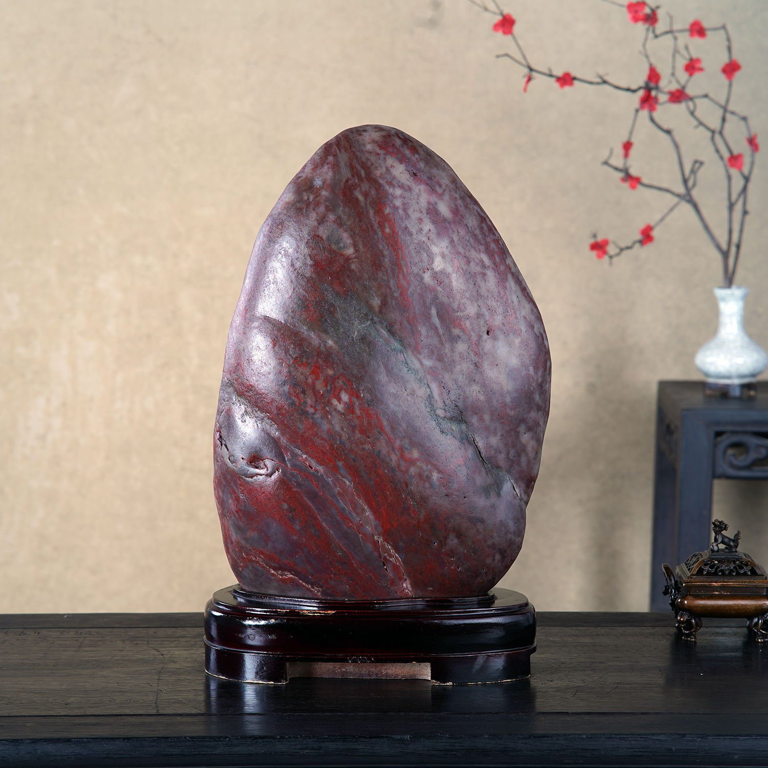 顶爷天然原石奇石【赤玉凝瑞】桂林鸡血石收藏观赏镇宅靠山摆件
