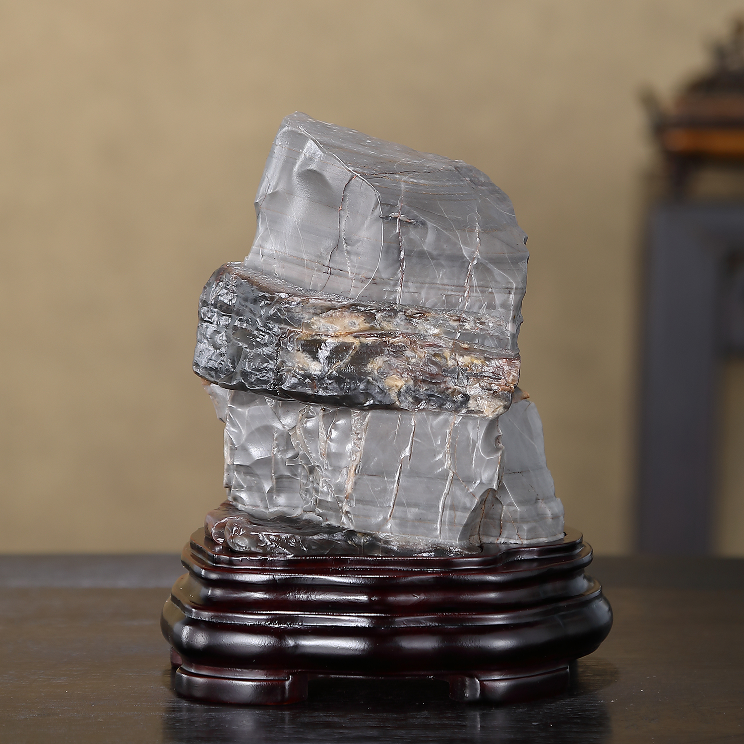 顶爷天然原石奇石【砺锋小峦灵璧石】收藏观赏招财镇宅靠山摆件