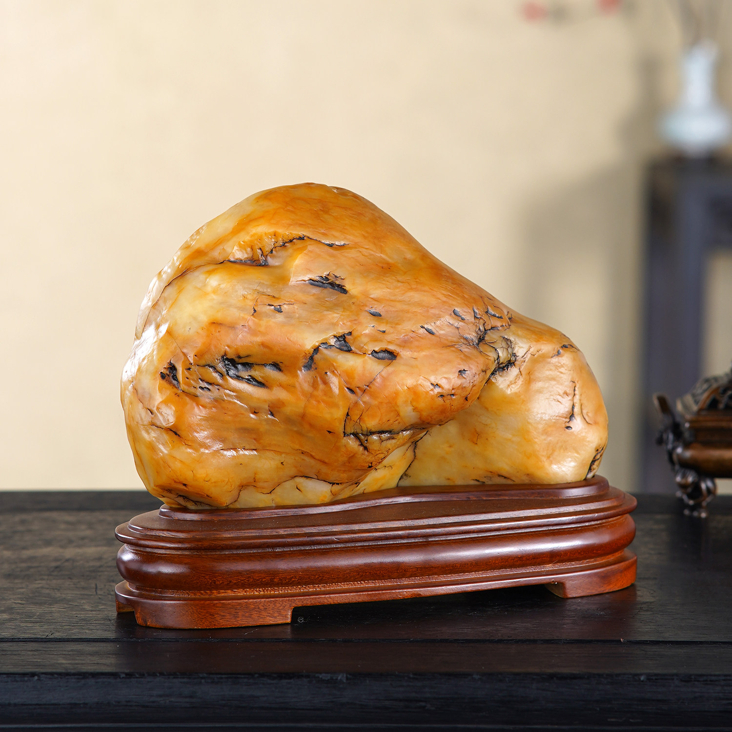 顶爷天然原石奇石【金禅画境】黄蜡石收藏装饰摆件镇宅把玩靠山石