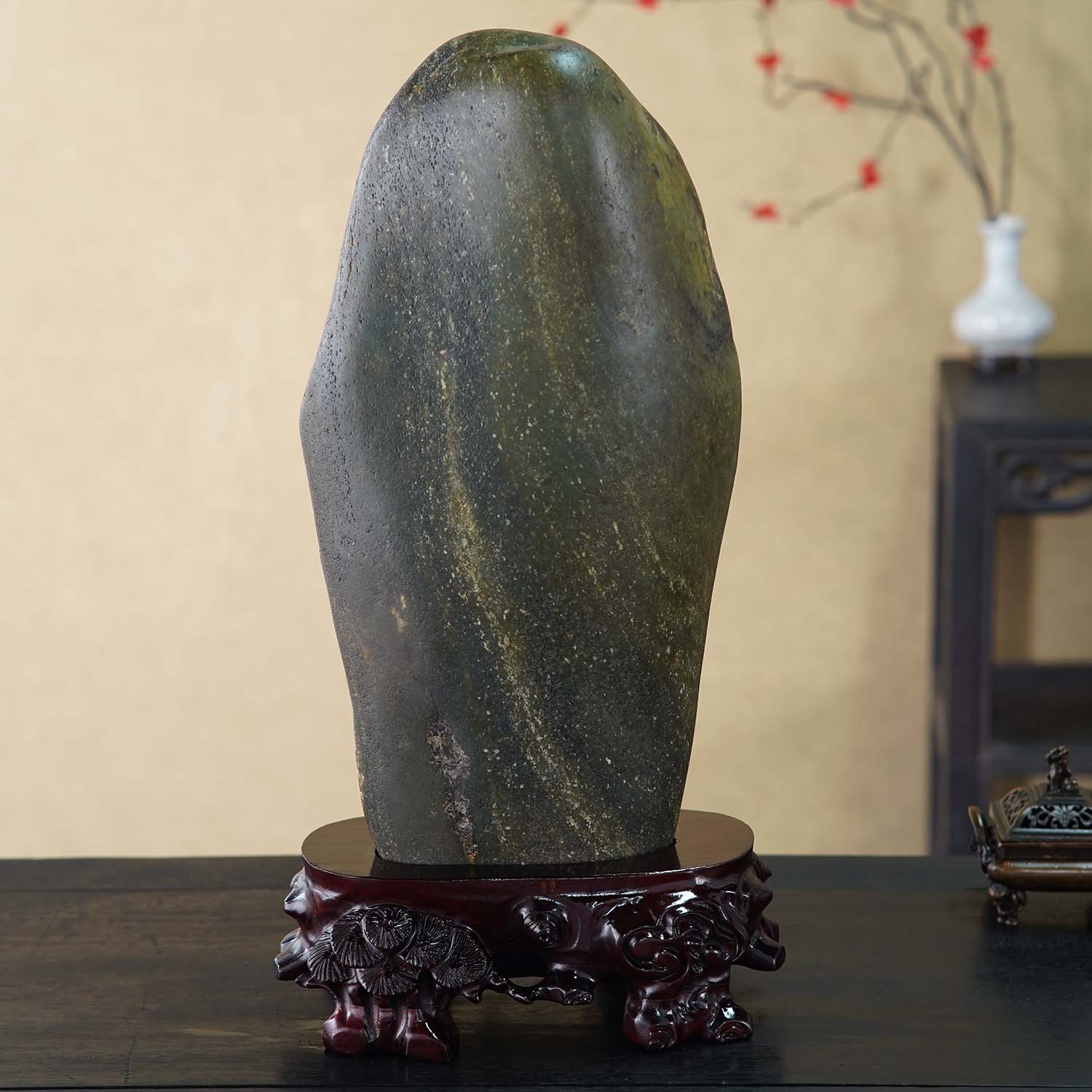 顶爷天然原石奇石【青峦抱璞】和田玉籽料收藏装饰摆件镇宅靠山石