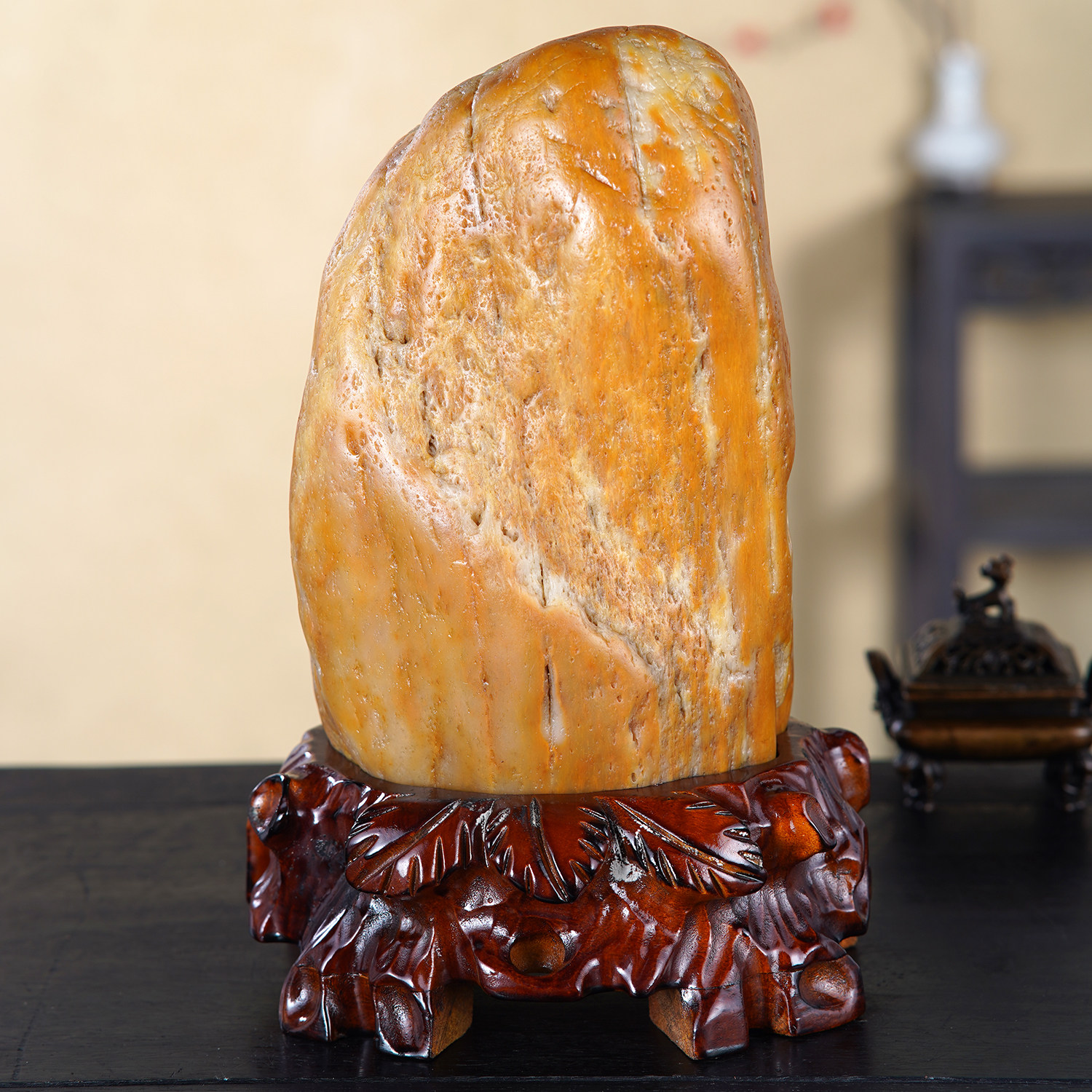 顶爷天然原石奇石【金峰耸翠】黄蜡石收藏装饰摆件镇宅把玩靠山石