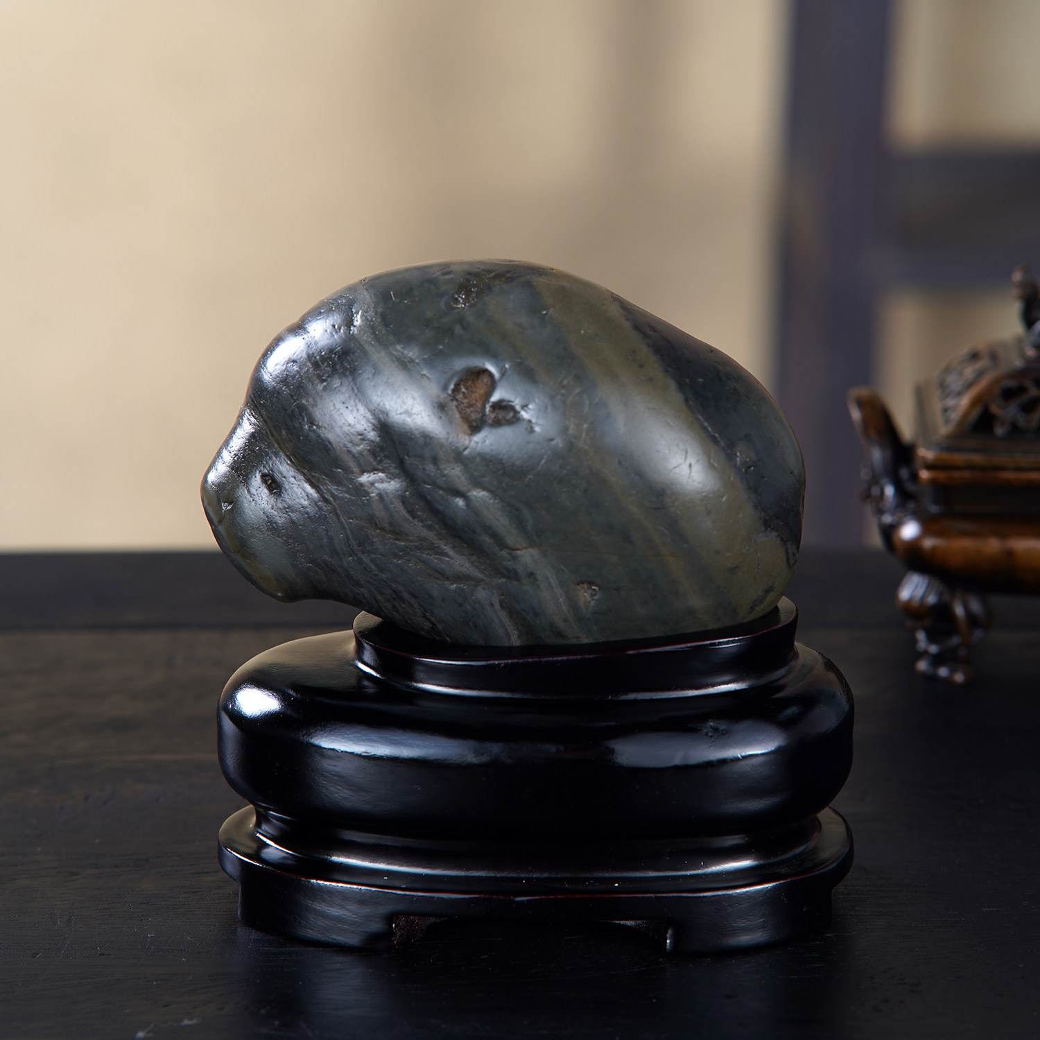 顶爷天然原石奇石【福猪猪】广西来宾水冲石收藏观赏镇宅靠山摆件