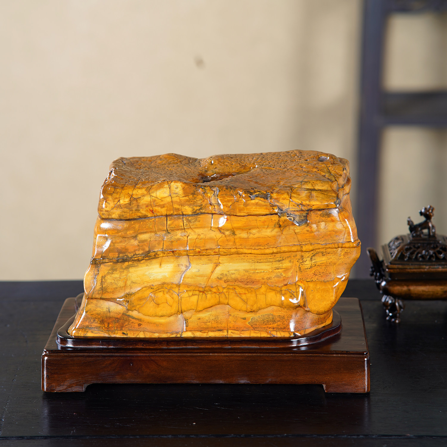 顶爷天然原石奇石【镇案金章】广西大化石收藏观赏镇宅靠山石摆件