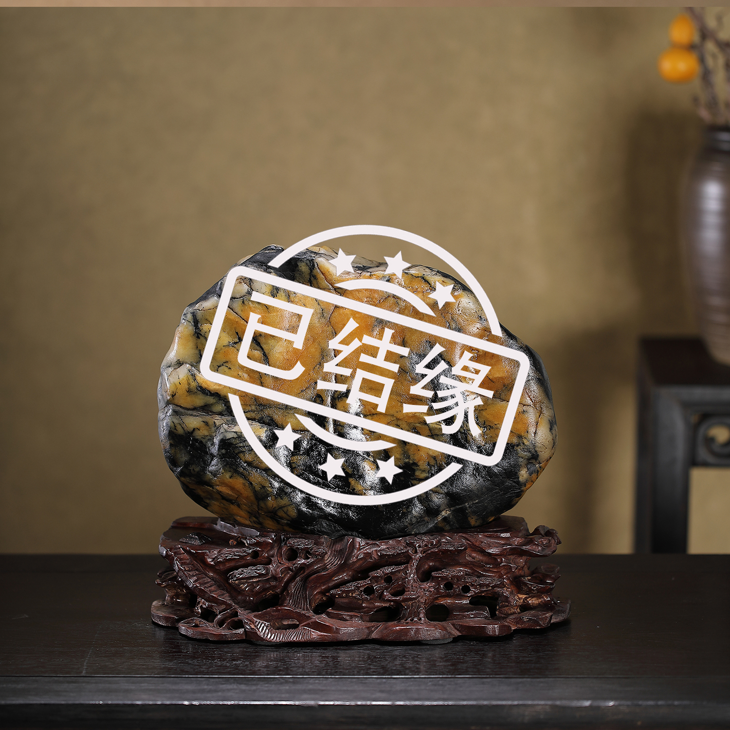 顶爷天然原石奇石 【人物山水画】画面石收藏摆件 观赏镇宅靠山石