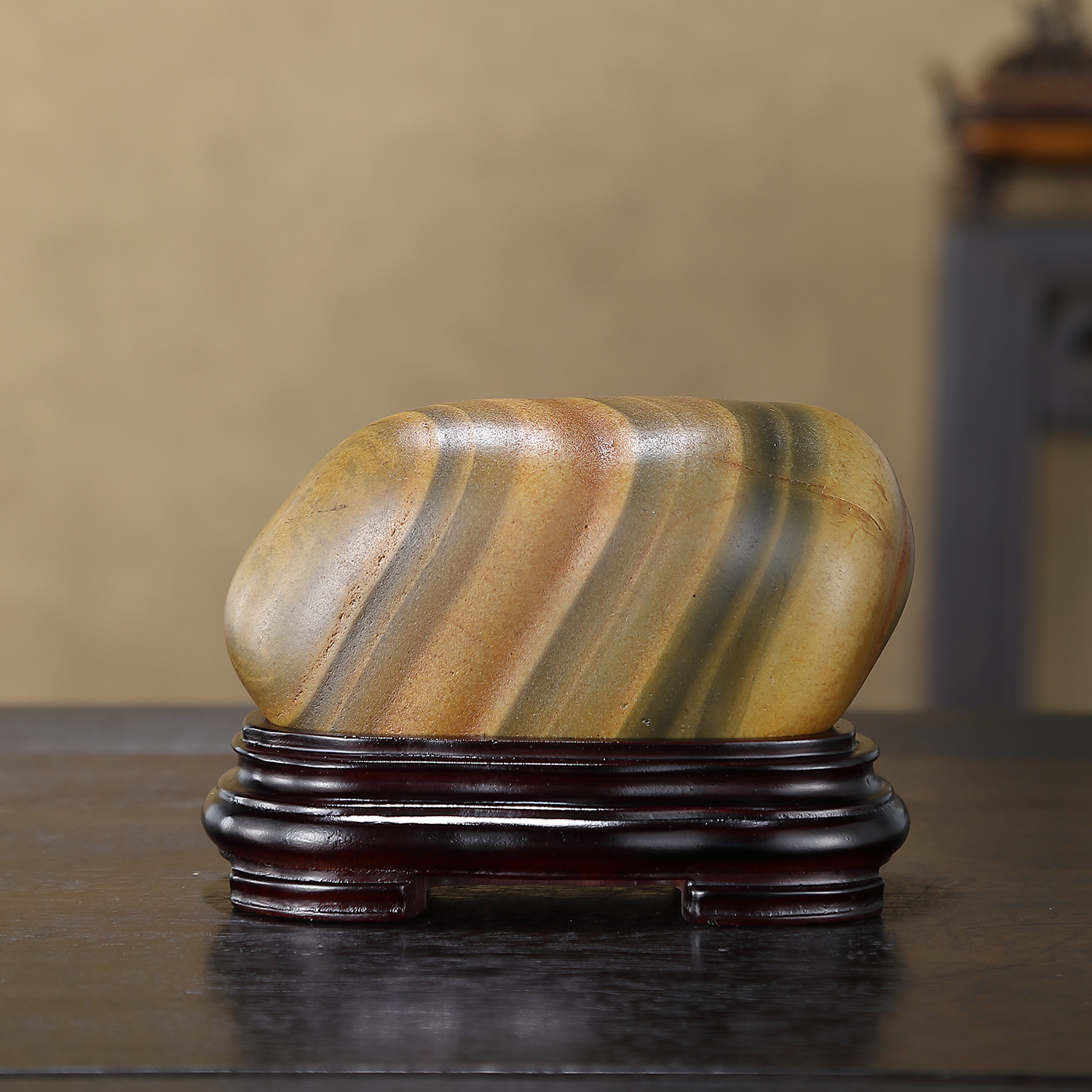 顶爷天然原石奇石【彩韵凝心彩陶石】收藏摆件镇宅靠山石把玩件