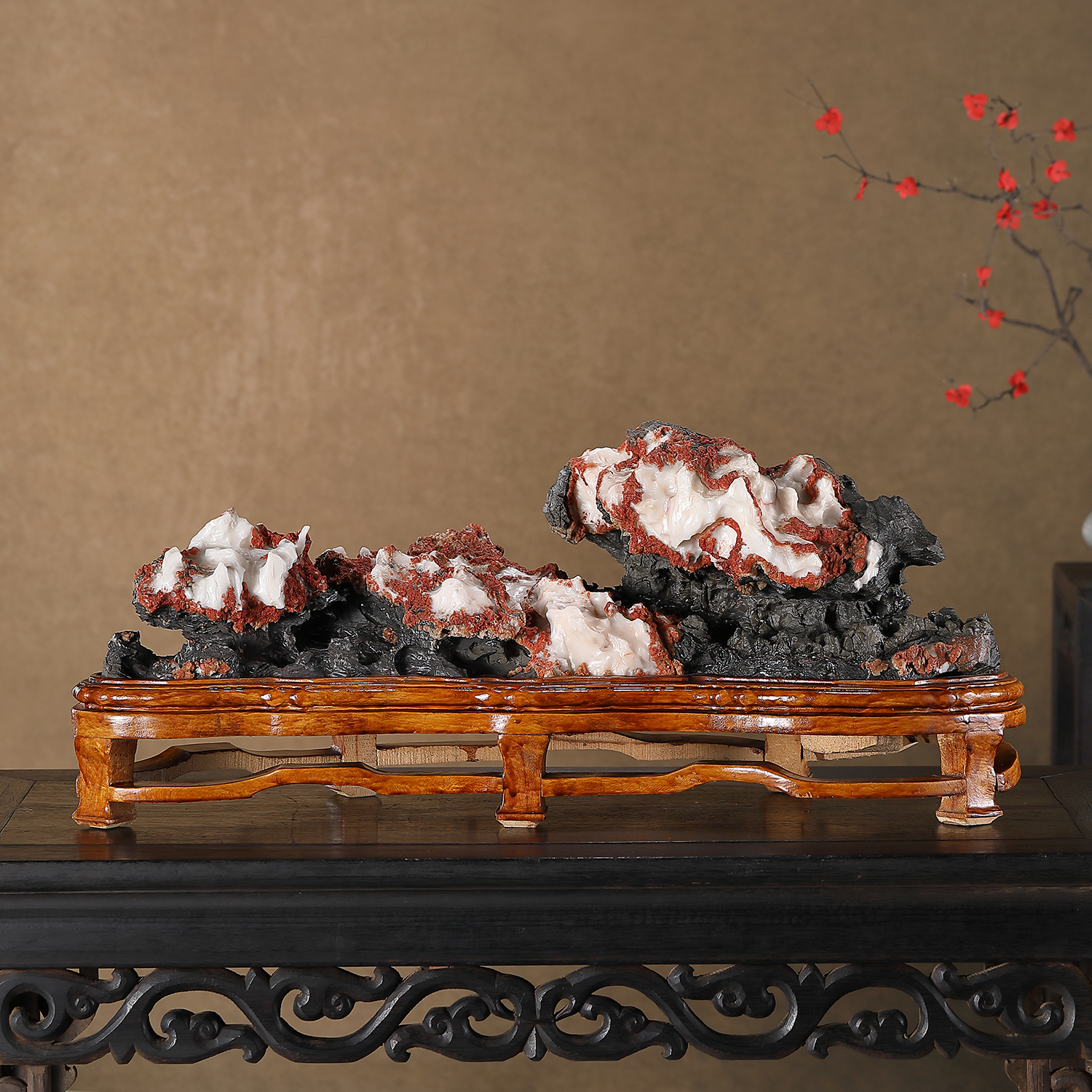 顶爷天然原石奇石【雪山朝霞彩灵璧石】观赏把玩收藏镇宅靠山摆件