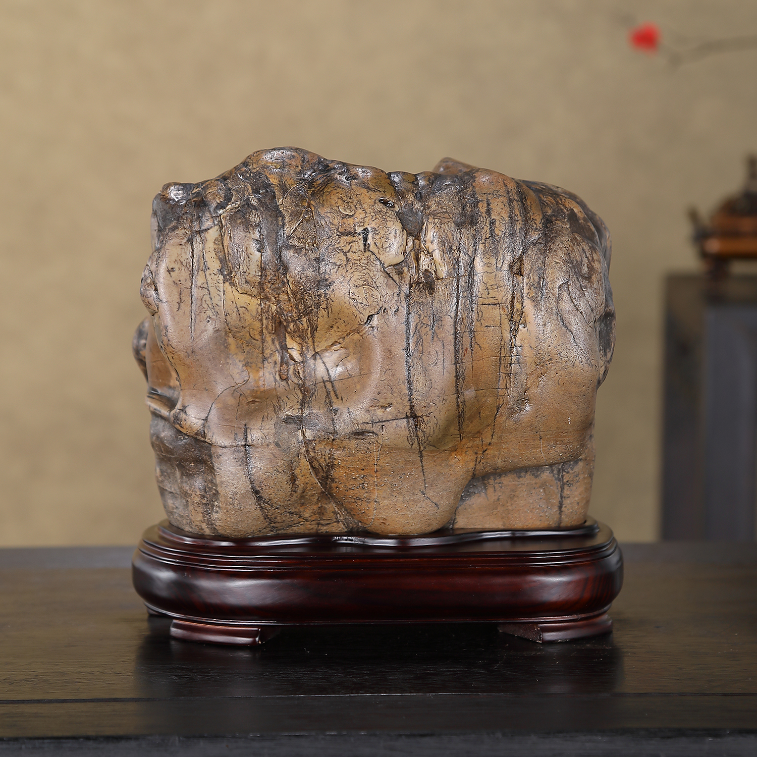 顶爷天然原石奇石【古韵天成彩陶石】收藏摆件观赏镇宅靠山大湾石