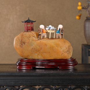 顶爷天然原石奇石【平台山峰】黄蜡石收藏装饰摆件镇宅玉兔靠山石