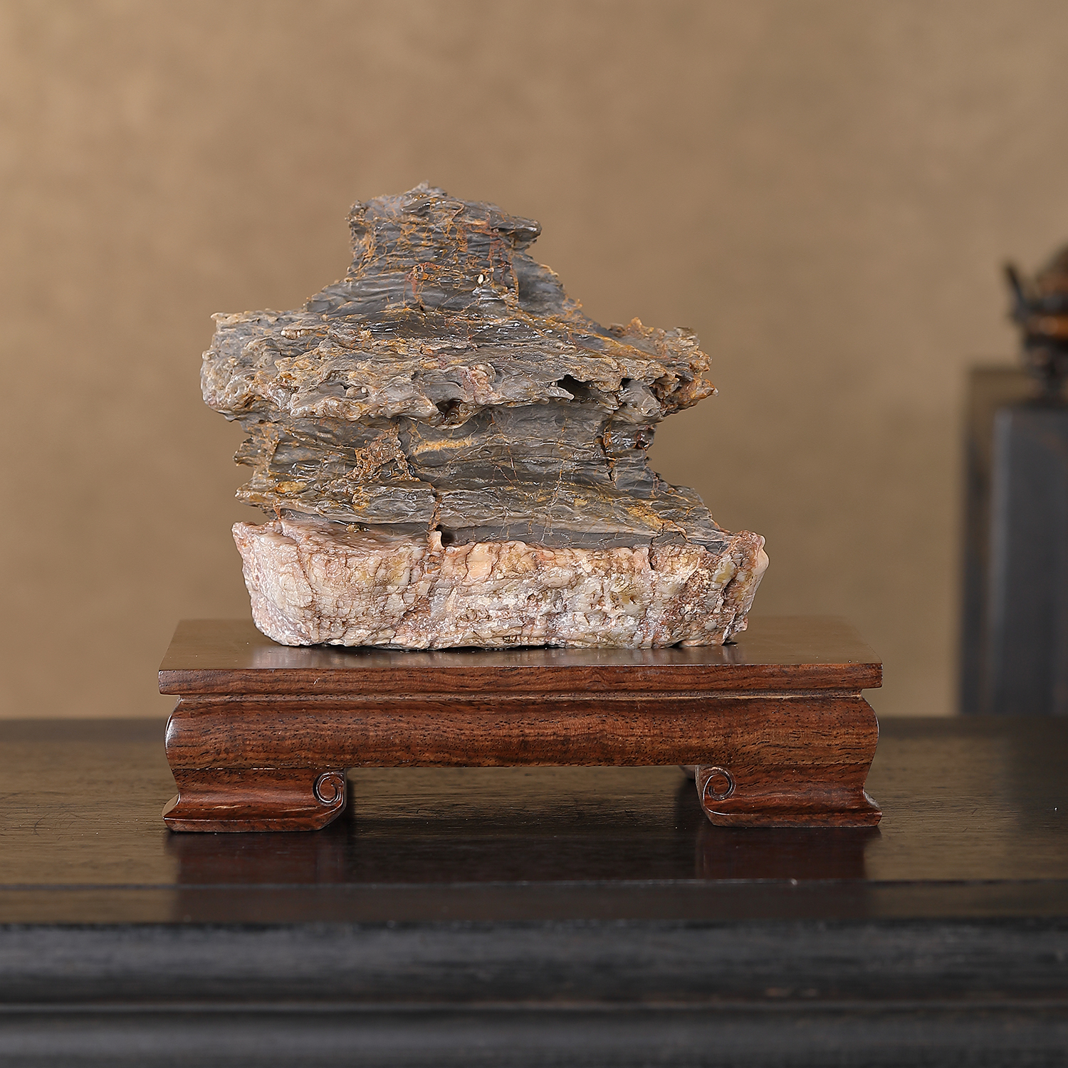 顶爷天然原石奇石【石阁凝韵戈壁风凌石】收藏招财镇宅靠山石摆件