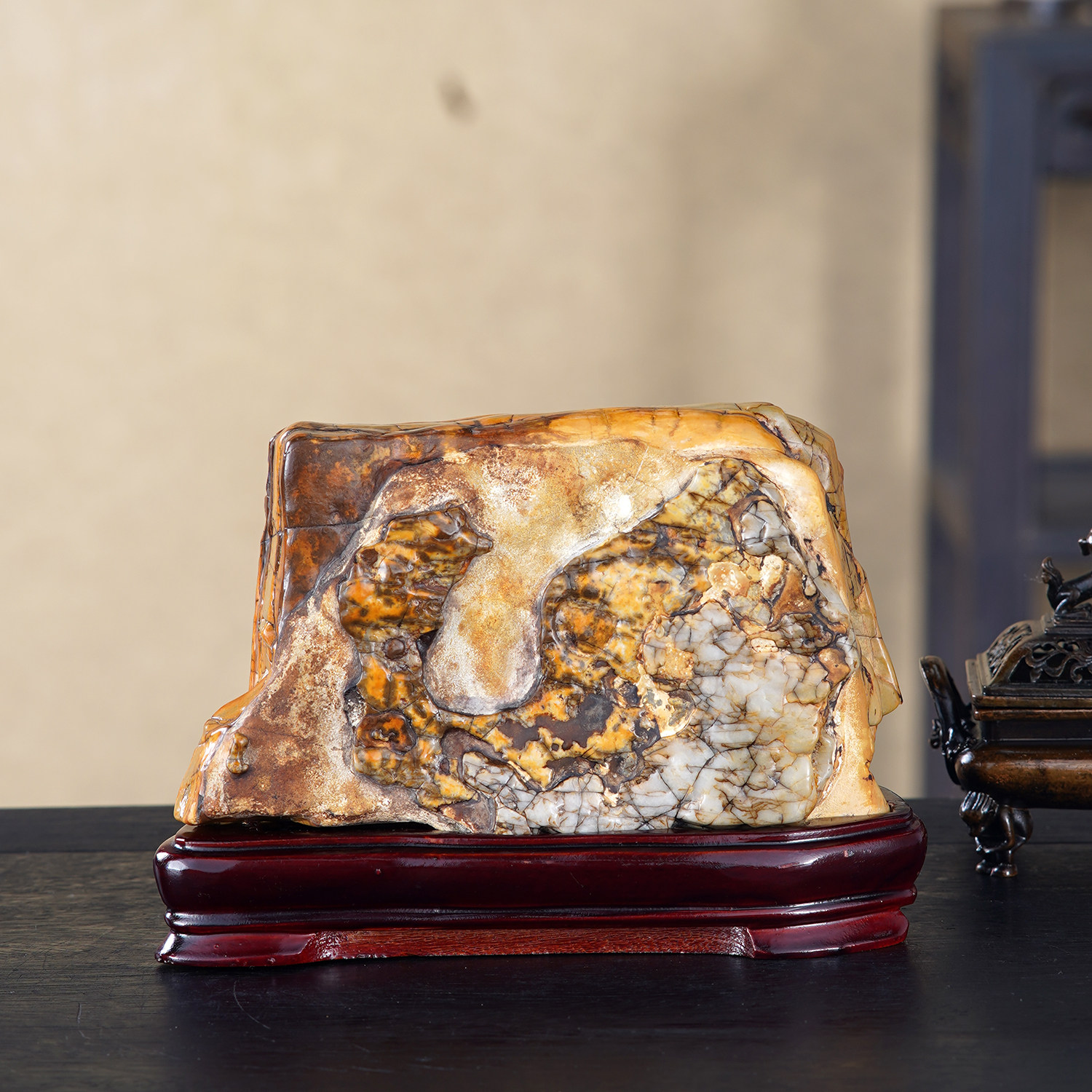 顶爷天然原石奇石【回首瑞兽】广西大化石收藏观赏镇宅靠山石摆件