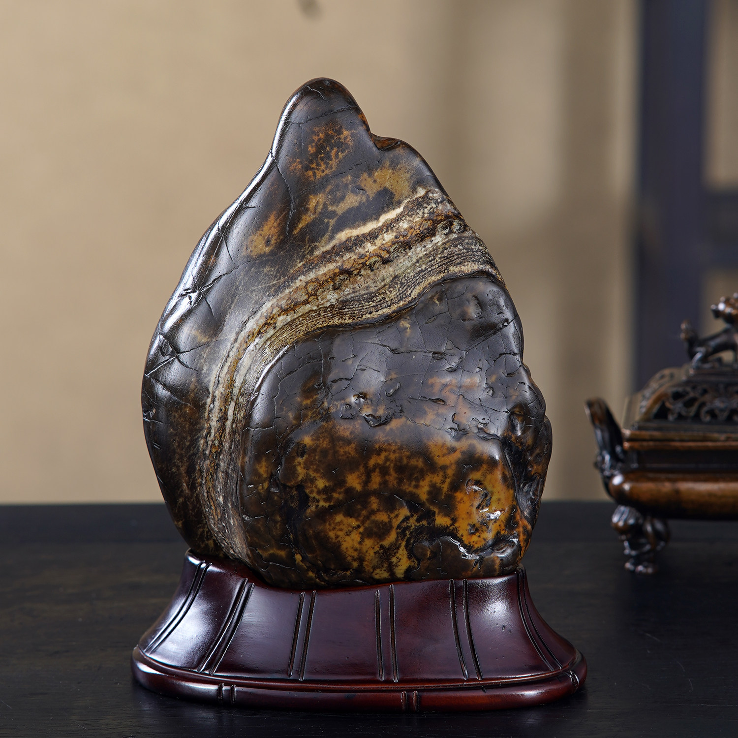 顶爷天然原石奇石【三色佛相】广西大化石收藏观赏镇宅靠山石摆件