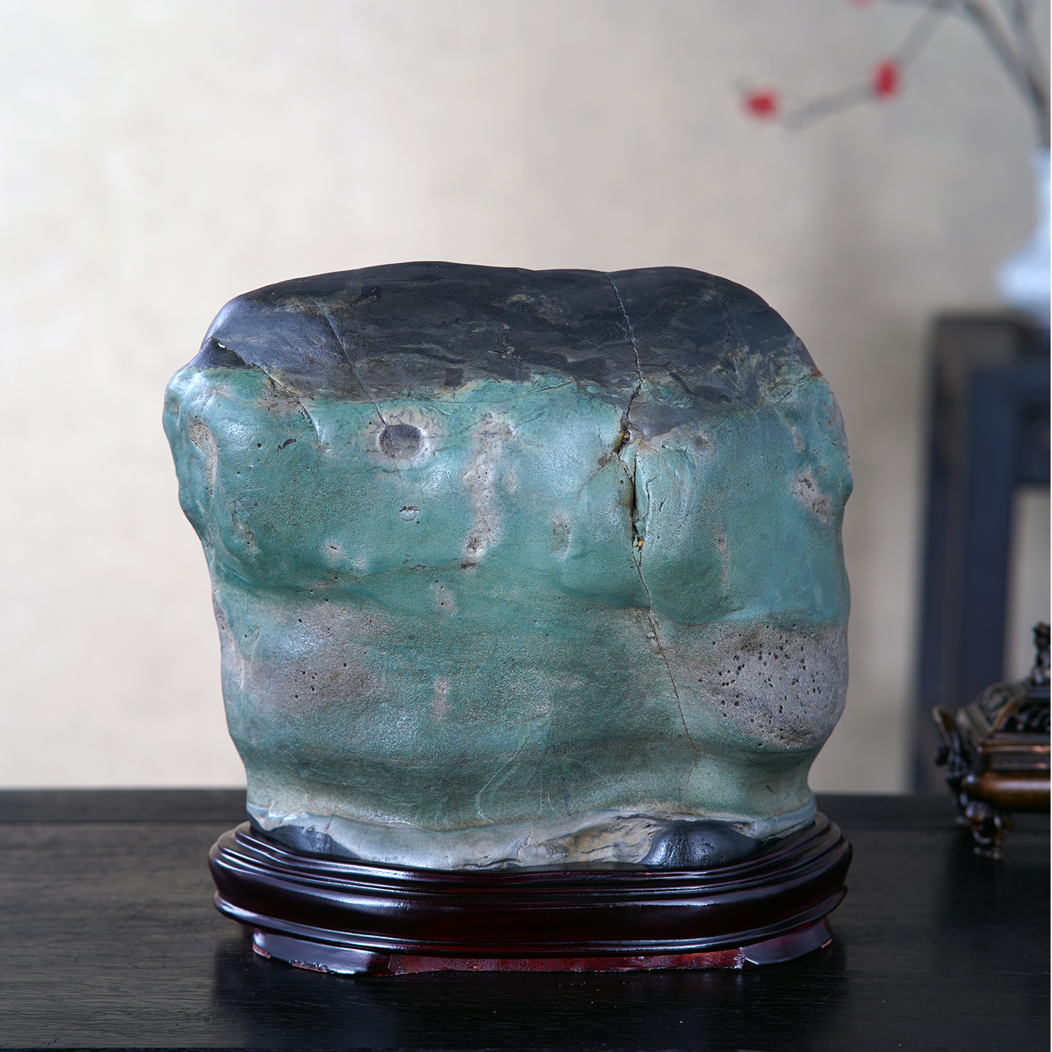 顶爷天然原石奇石【青岚叠翠】广西彩陶石收藏摆件观赏镇宅靠山石