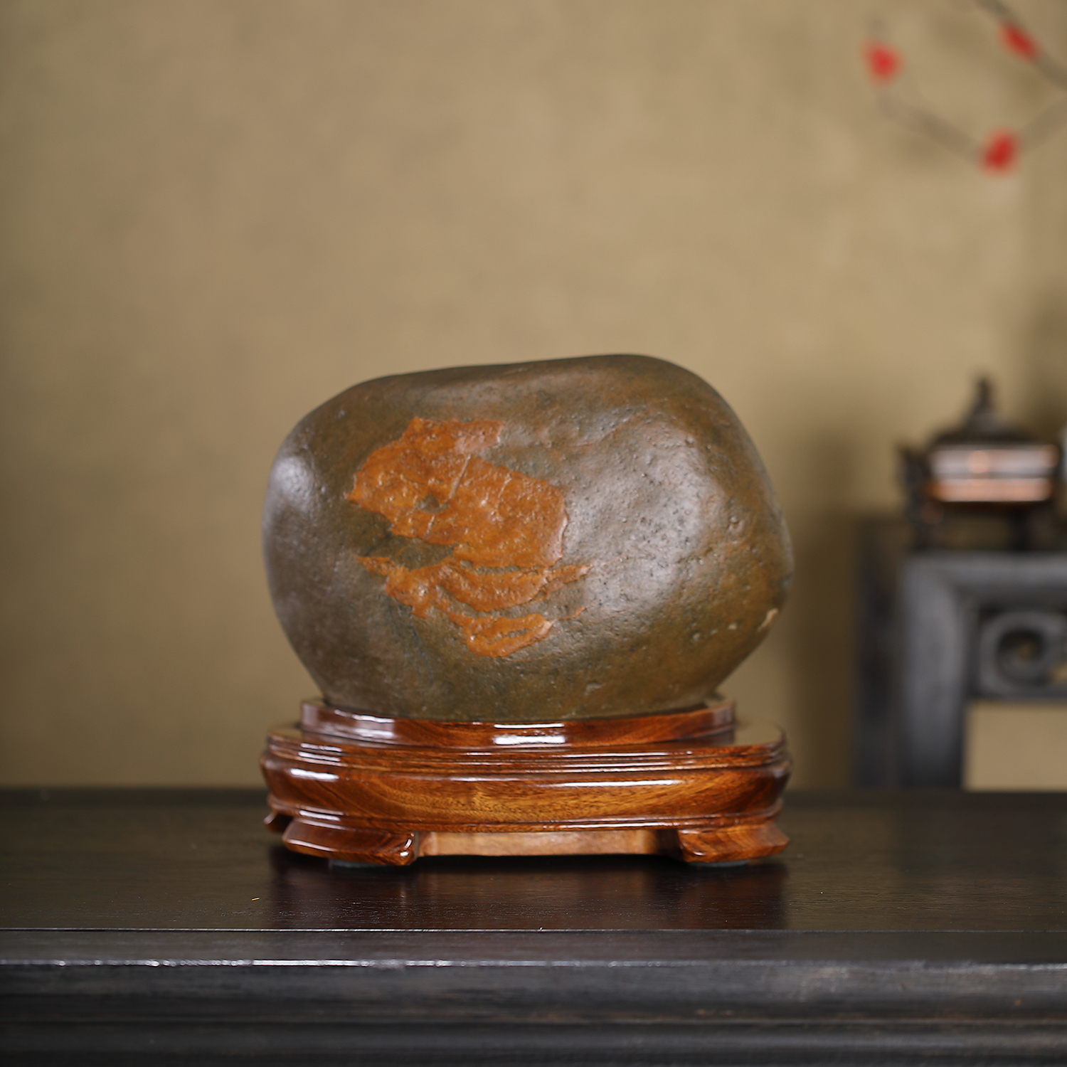 顶爷天然原石奇石【月宫玉兔】试金石收藏摆件 观赏石镇宅靠山石