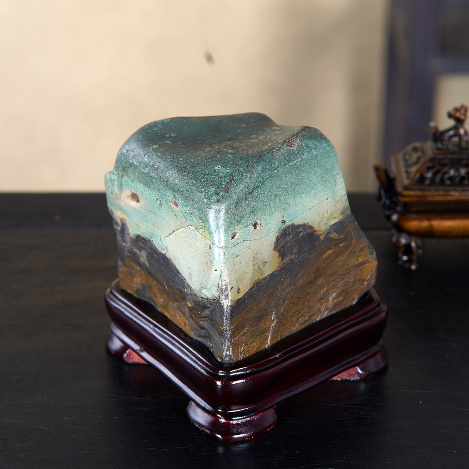 顶爷天然原石奇石【山河正印】广西彩陶石收藏观赏镇宅靠山石摆件