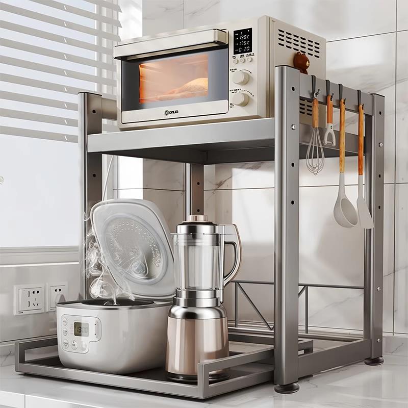 电饭锅置物架多功能微波炉空气炸锅架子厨房电器台面可抽拉收纳层