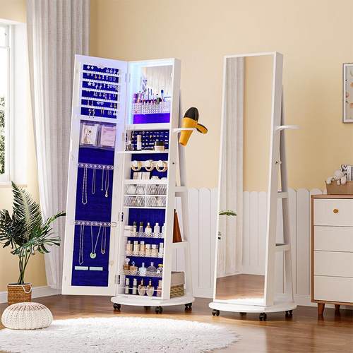 旋转全身镜 衣帽间落地镜 现代简约全身镜子首饰储物柜全身镜