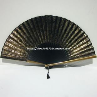 多款可选 金色/银色 华丽工艺折扇 烤漆竹扇子 带扇坠