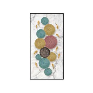 入户玄关装饰画现代简约走廊麋鹿壁画过道大气高端晶瓷画九鱼挂画